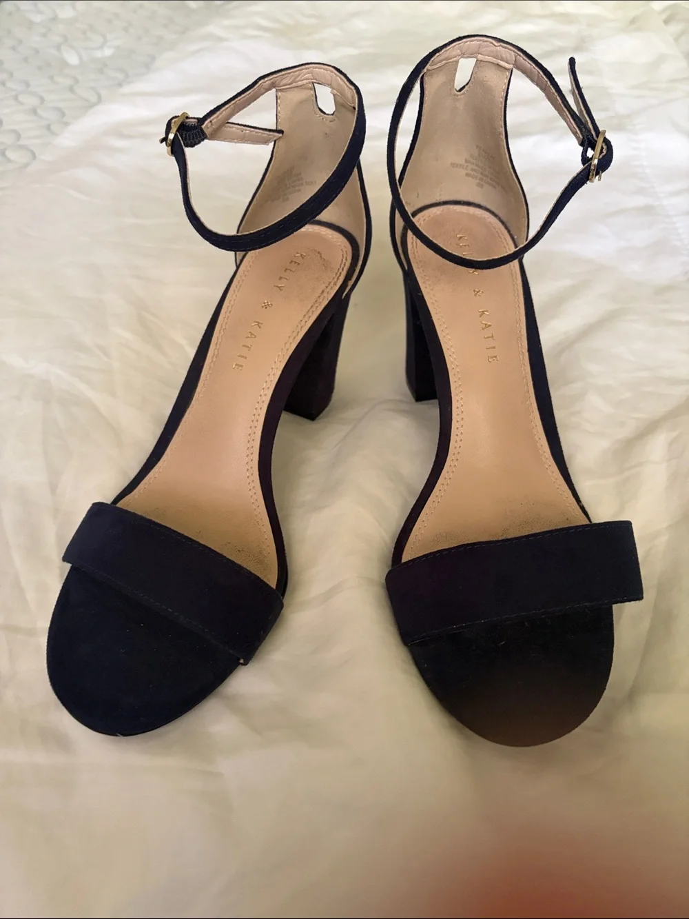 Kelly & Katie Deep Navy Block Heel Ankle-Strap Sandals
